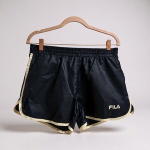 Fila Women's Athletic Shorts in Black with Gold Trim